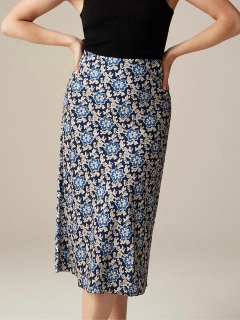 J. Crew Gwyneth slip skirt floral luster charmeuse XL